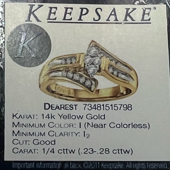 NWT KEEPSAKE DIAMOND RING DEAREST size 7.0 GOLD 14K - Picture 2 of 3